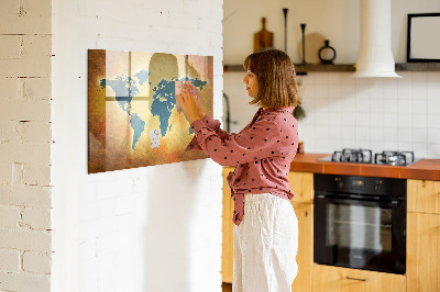 Pizarra magnética de pared con rotulador Mapa del mundo con espacio para fotos