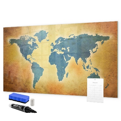 Pizarra magnética de pared con rotulador Mapa del mundo con espacio para fotos