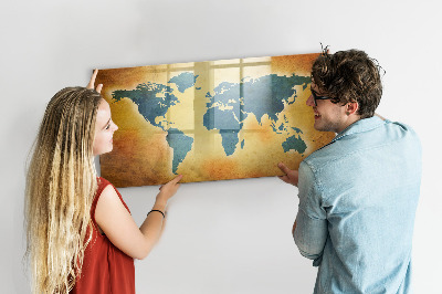 Pizarra magnética de pared con rotulador Mapa del mundo con espacio para fotos
