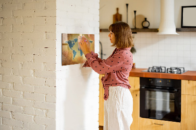 Pizarra magnética de pared con rotulador Mapa del mundo con espacio para fotos