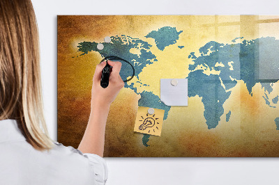Pizarra magnética de pared con rotulador Mapa del mundo con espacio para fotos