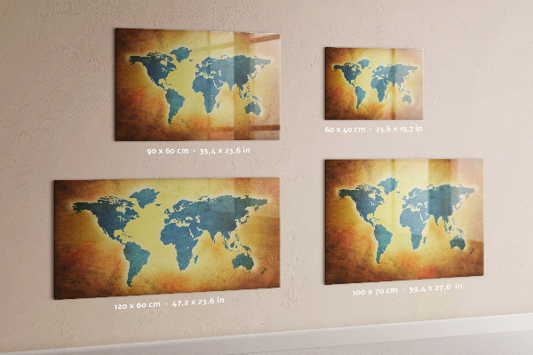 Pizarra magnética de pared con rotulador Mapa del mundo con espacio para fotos