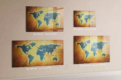 Pizarra magnética de pared con rotulador Mapa del mundo con espacio para fotos