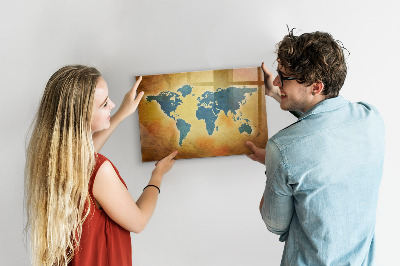 Pizarra magnética de pared con rotulador Mapa del mundo con espacio para fotos
