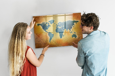 Pizarra magnética de pared con rotulador Mapa del mundo con espacio para fotos
