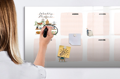 Pizarra magnética de pared con rotulador Planificador semanal con espacio para fotos