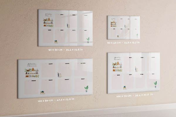 Pizarra magnética de pared con rotulador Planificador semanal con espacio para fotos