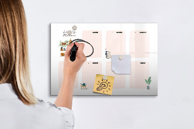 Pizarra magnética de pared con rotulador Planificador semanal con espacio para fotos