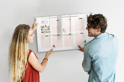 Pizarra magnética de pared con rotulador Planificador semanal con espacio para fotos