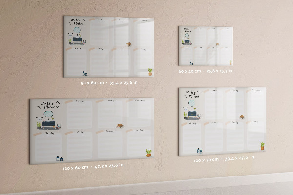 Pizarra magnética de pared con rotulador Planificador semanal con espacio para fotos