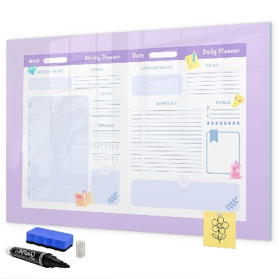 Pizarra magnética de pared con rotulador Planificador semanal con espacio para fotos