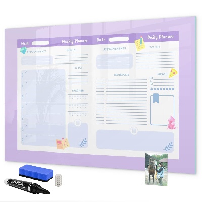 Pizarra magnética de pared con rotulador Planificador semanal con espacio para fotos