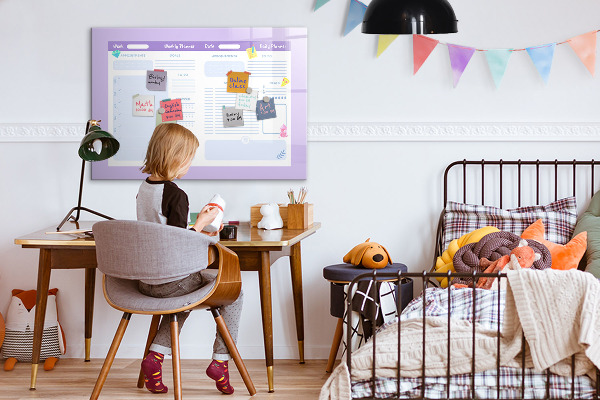 Pizarra magnética de pared con rotulador Planificador semanal con espacio para fotos