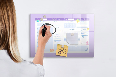 Pizarra magnética de pared con rotulador Planificador semanal con espacio para fotos