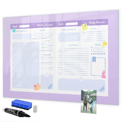 Pizarra magnética de pared con rotulador Planificador semanal con espacio para fotos