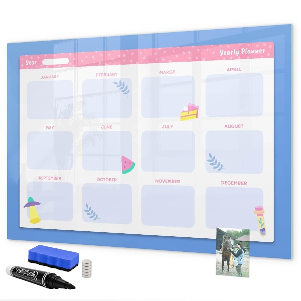 Pizarra magnética de pared con rotulador Planificador anual con espacio para fotos
