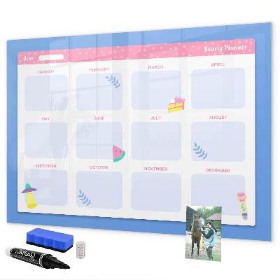 Pizarra magnética de pared con rotulador Planificador anual con espacio para fotos