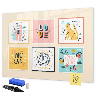 Pizarra magnética de pared con rotulador Collages creativos llenos de emociones positivas