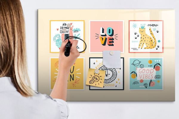 Pizarra magnética de pared con rotulador Collages creativos llenos de emociones positivas