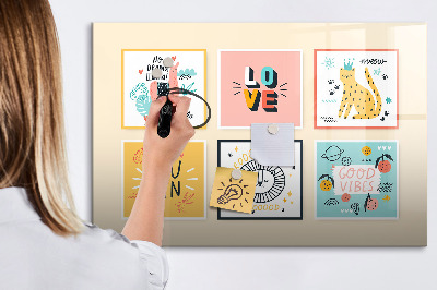 Pizarra magnética de pared con rotulador Collages creativos llenos de emociones positivas