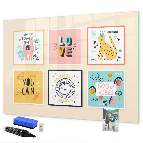 Pizarra magnética de pared con rotulador Collages creativos llenos de emociones positivas