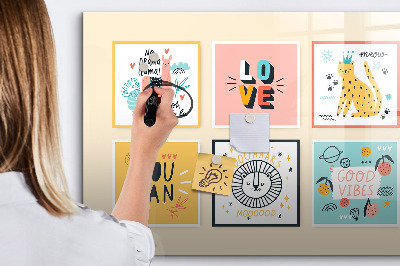 Pizarra magnética de pared con rotulador Collages creativos llenos de emociones positivas