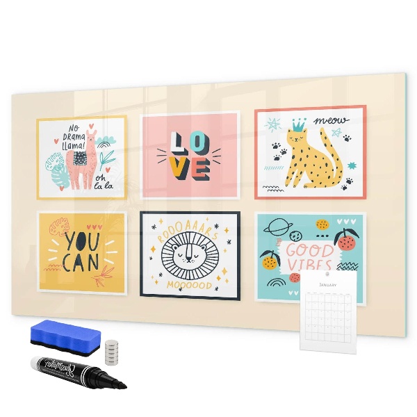 Pizarra magnética de pared con rotulador Collages creativos llenos de emociones positivas