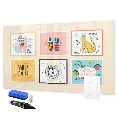 Pizarra magnética de pared con rotulador Collages creativos llenos de emociones positivas
