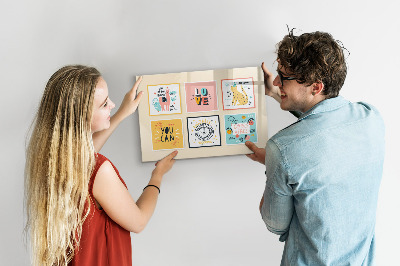Pizarra magnética de pared con rotulador Collages creativos llenos de emociones positivas