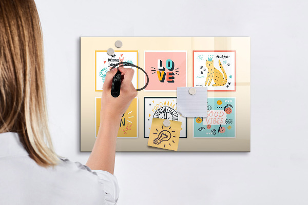Pizarra magnética de pared con rotulador Collages creativos llenos de emociones positivas