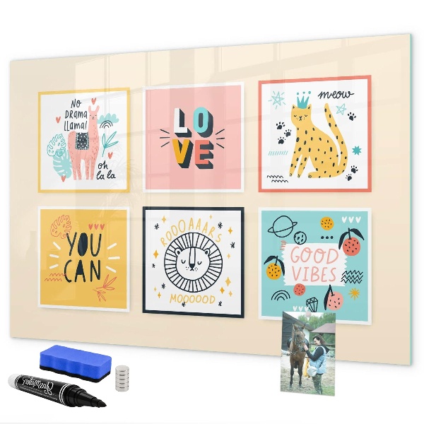 Pizarra magnética de pared con rotulador Collages creativos llenos de emociones positivas