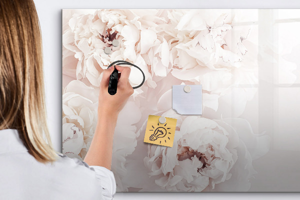 Pizarra borrable de cristal con imanes Motivo floral con espacio para fotos