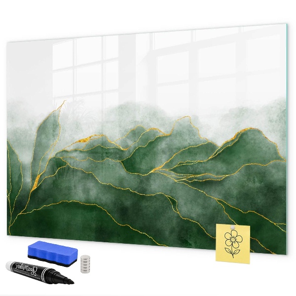 Pizarra borrable de cristal con imanes Tablero verde para fotos y notas.
