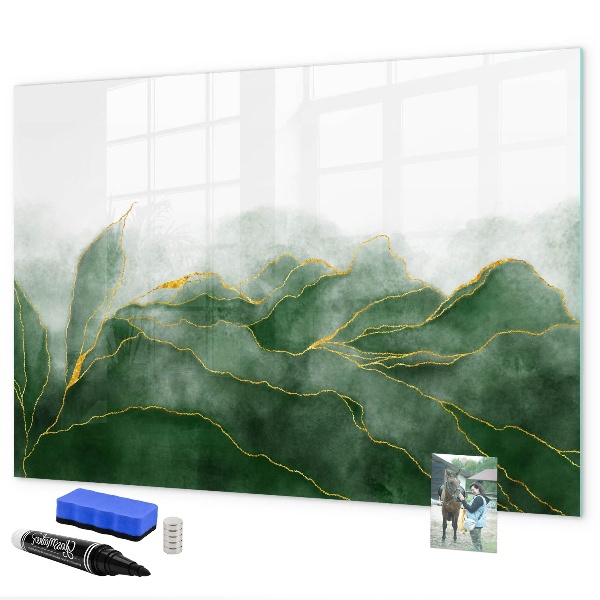 Pizarra borrable de cristal con imanes Tablero verde para fotos y notas.