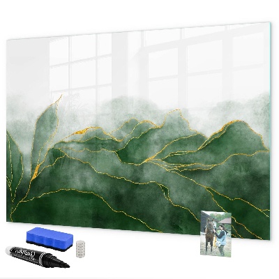 Pizarra borrable de cristal con imanes Tablero verde para fotos y notas.
