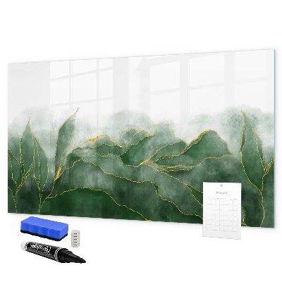 Pizarra borrable de cristal con imanes Tablero verde para fotos y notas.