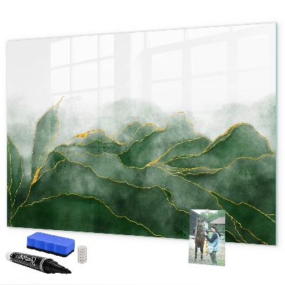 Pizarra borrable de cristal con imanes Tablero verde para fotos y notas.