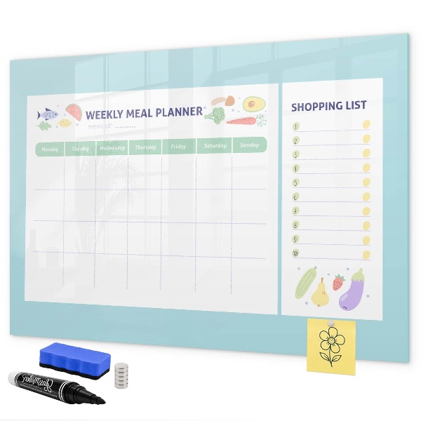 Pizarra magnética de pared con rotulador Planificador de comidas y lista de compras