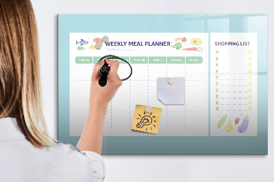 Pizarra magnética de pared con rotulador Planificador de comidas y lista de compras