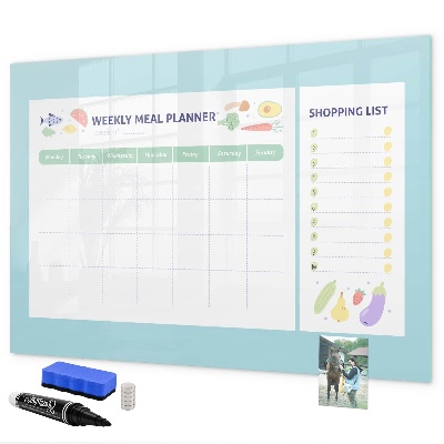 Pizarra magnética de pared con rotulador Planificador de comidas y lista de compras