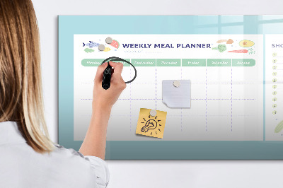 Pizarra magnética de pared con rotulador Planificador de comidas y lista de compras