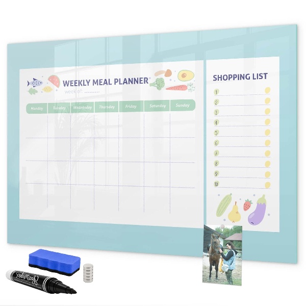 Pizarra magnética de pared con rotulador Planificador de comidas y lista de compras