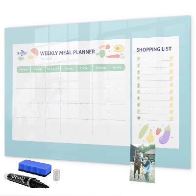 Pizarra magnética de pared con rotulador Planificador de comidas y lista de compras