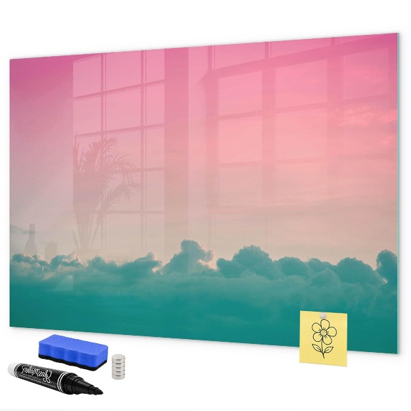 Pizarra magnética de pared con rotulador Un tablero colorido para notas y fotos.