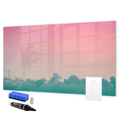 Pizarra magnética de pared con rotulador Un tablero colorido para notas y fotos.