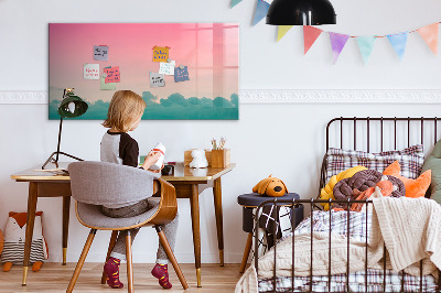 Pizarra magnética de pared con rotulador Un tablero colorido para notas y fotos.