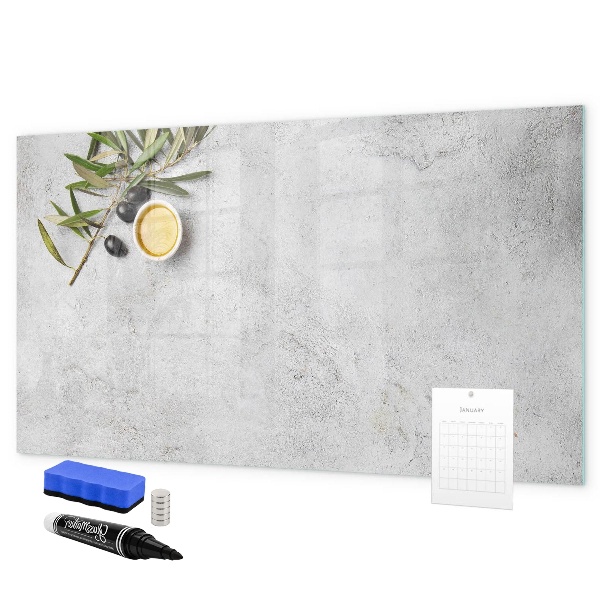 Pizarra borrable de cristal con imanes Un elegante tablero para notas y fotos.