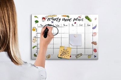 Pizarra borrable de cristal con imanes Plan de comidas para cada semana