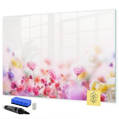 Pizarra borrable de cristal con imanes Tablero floral para fotos y notas