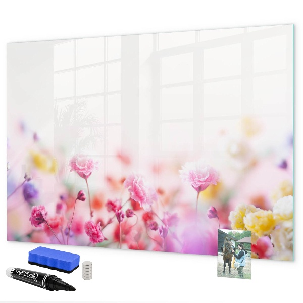 Pizarra borrable de cristal con imanes Tablero floral para fotos y notas